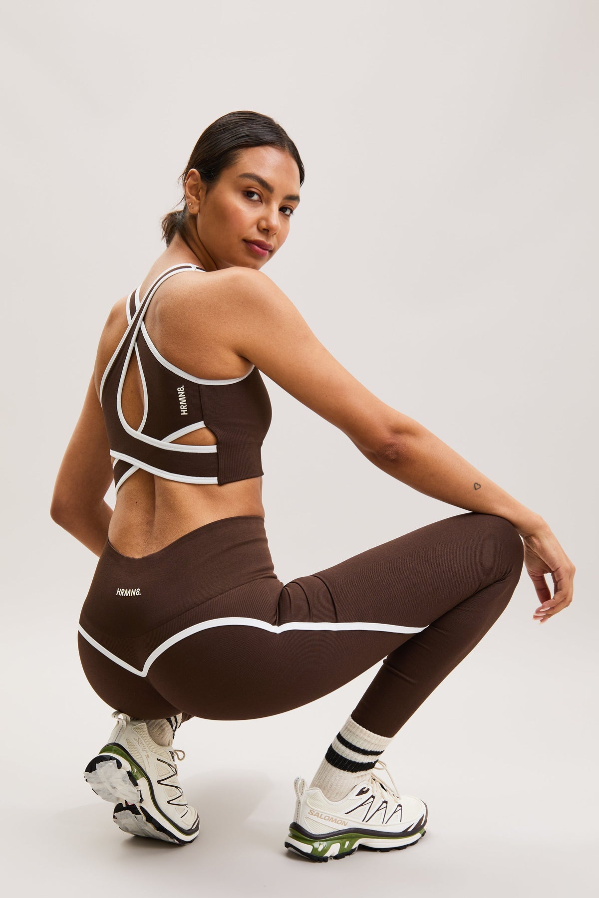Espresso Brown Panelled Sculpt Leggings – Flex – view 01