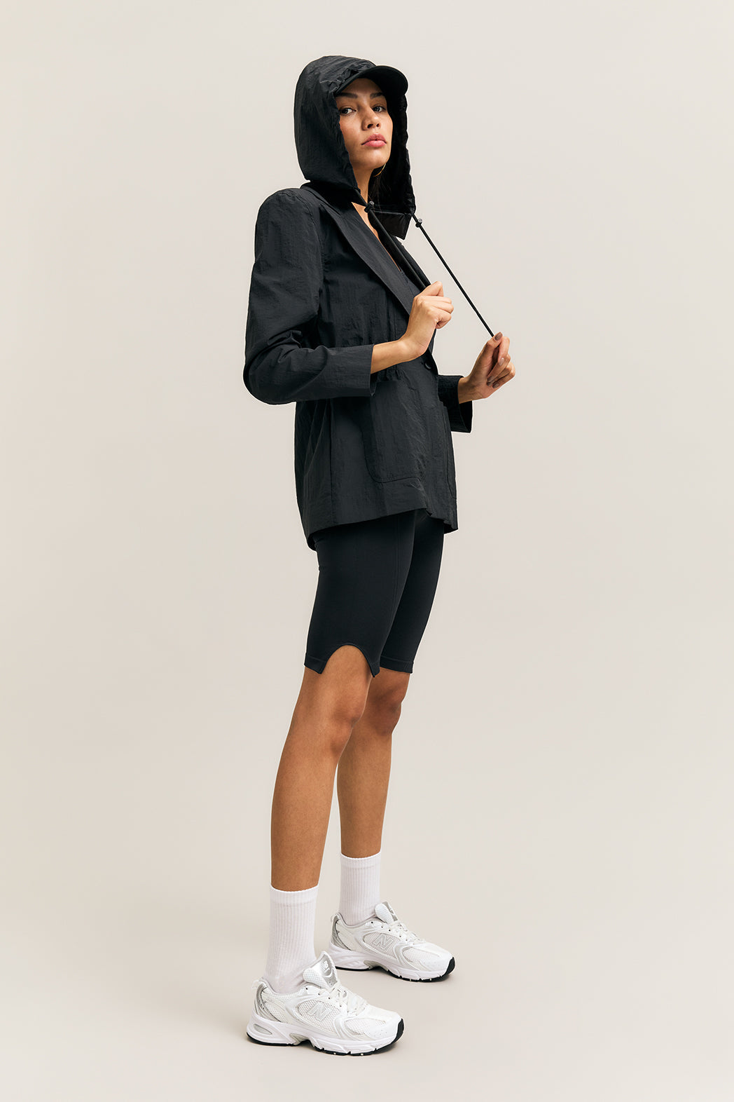 Black Hooded Rain Jacket – Mission – view 04