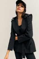 Black Hooded Rain Jacket – Mission – view 01