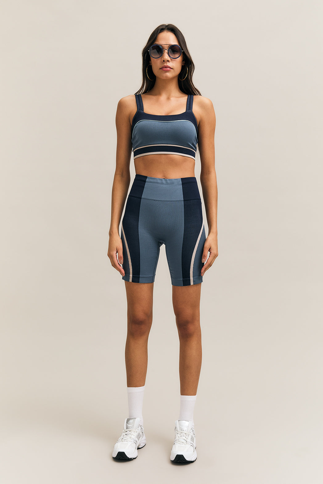 Navy Colour-Block Cycling Shorts – Kinetic – view 05