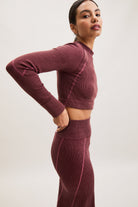 Burgundy Ribbed Side-Slit Maxi Skirt – Flow – view 02