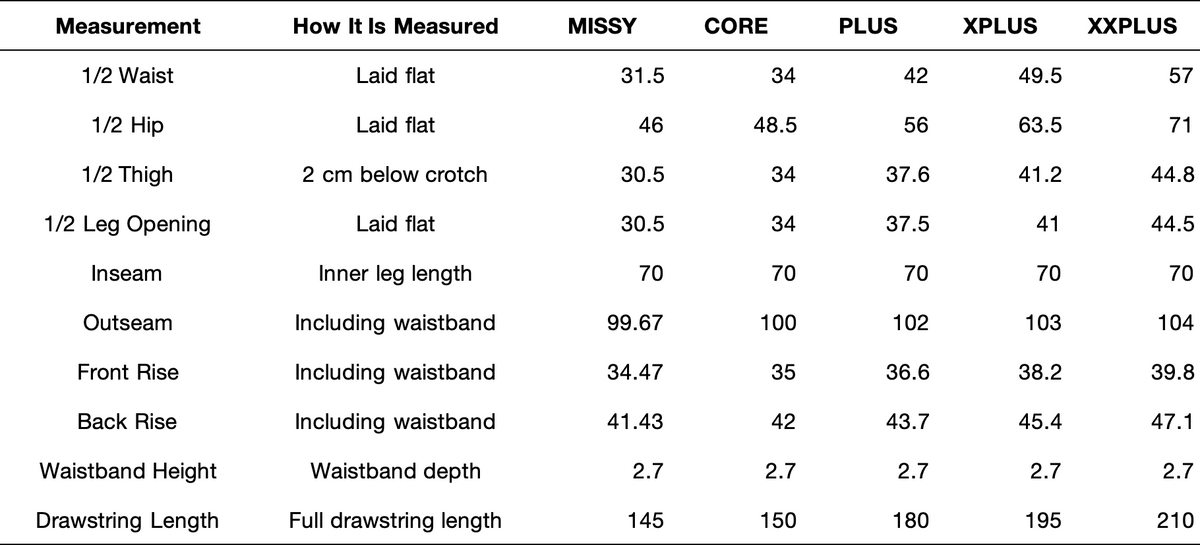 Size Chart