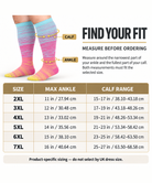 Blue & Pink Fine-Line Wide-Calf Graduated Compression Socks 15–24 mmHg – 2XL–7XL – size guide