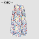 High Waist Print Chiffon Midi Skirt