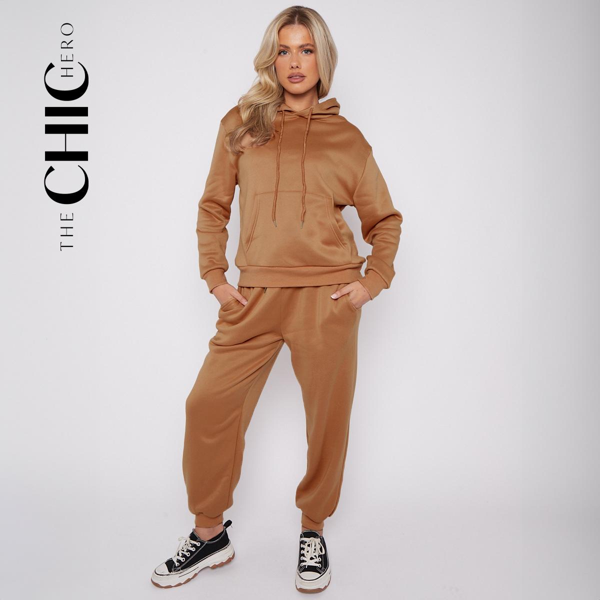 2pcs Oversized Drop Shoulder Drawstring Thermal Hoodie & Sweatpants Sets