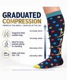 Multicolour Polka Dot Wide-Calf Graduated Compression Socks 15–24 mmHg – 2XL–7XL – graduated compression