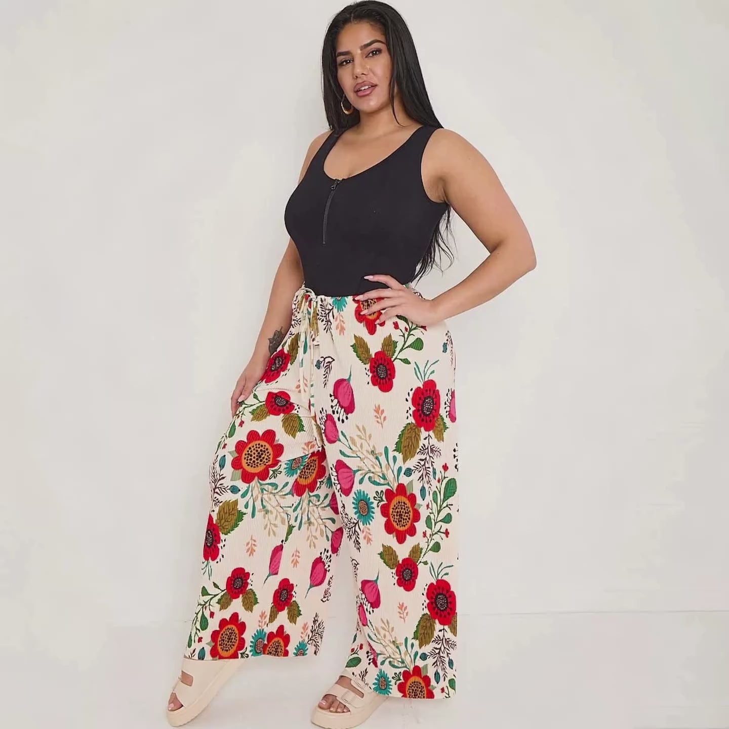 タグ付き FLOWER PRINT VELOUR PANTS 直近モデル Roxy womens Midnight Song Flowy Casual Pants, Snow White