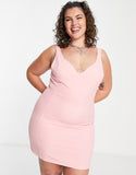 Plus Structured Bodycon Dress In Bubblegum Pink