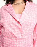 Plus Cropped Jacket In Tonal Pink Dogtooth Check Co-Ord